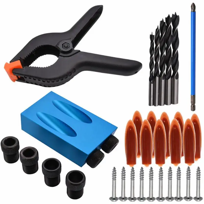 34Pcs 15 Angle Woodworking Guide Positioner Kit 6/8/10MM Oblique Hole Locator Woodworking Hole Puncher Drilling Bits Jig Clamp
34Pcs 15 Angle Woodworking Guide Positioner Kit 6/8/10MM Oblique Hole Locator Woodworking Hole Puncher Drilling Bits Jig Clamp