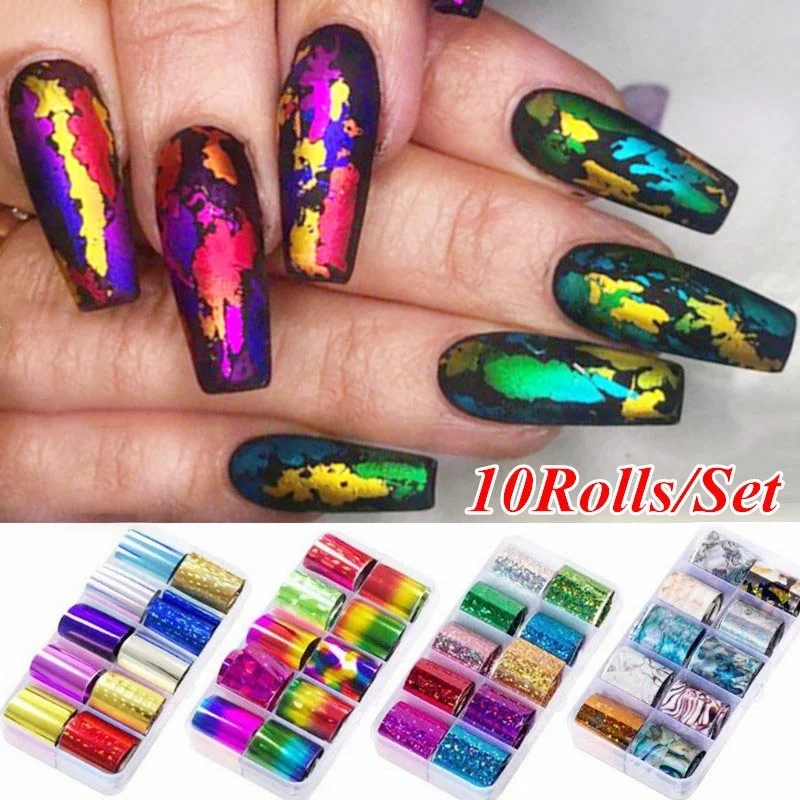 10Rolls/set Nail Art Foils Laser Shinning Mixed Beauty Transfer Tips Sticker Craft DIY Universe Decorations
10Rolls/set Nail Art Foils Laser Shinning Mixed Beauty Transfer Tips Sticker Craft DIY Universe Decorations
