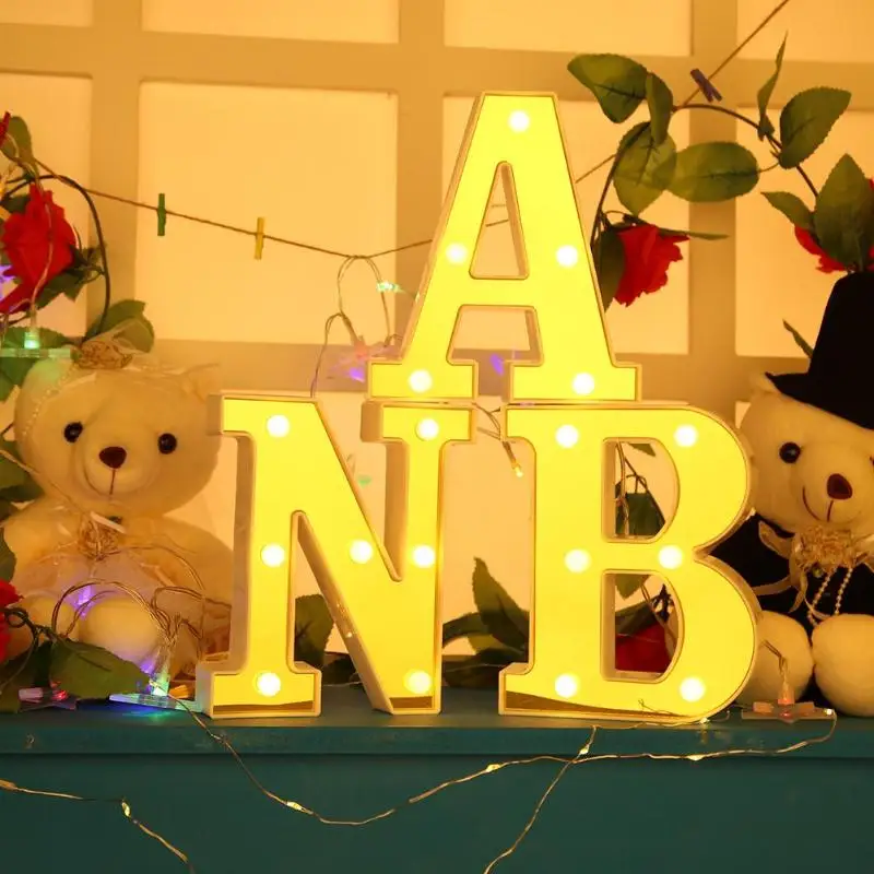 New Letter LED Marquee Sign Alphabet warm Light Atmosphere Decoration Night Light Bedroom Wedding Birthday Party room Decor gift
New Letter LED Marquee Sign Alphabet warm Light Atmosphere Decoration Night Light Bedroom Wedding Birthday Party room Decor gift