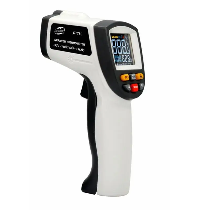 Digital GT750 Handheld Infrared Thermometer Non Contact Pyrometer IR Laser Point Gun with Backlight -50~750Degree For Industial
Digital GT750 Handheld Infrared Thermometer Non Contact Pyrometer IR Laser Point Gun with Backlight -50~750Degree For Industial