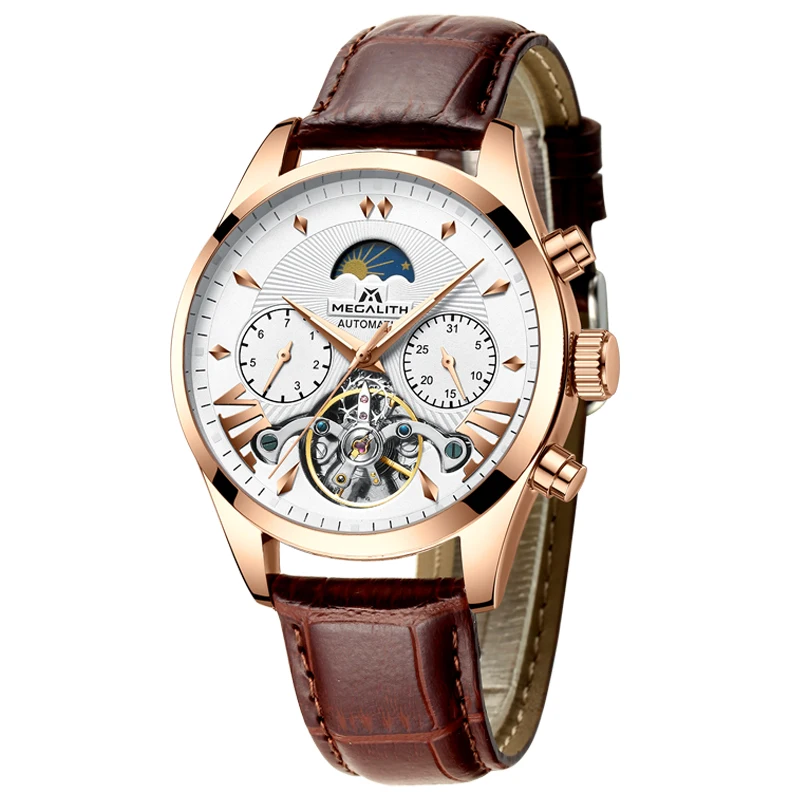 MEGALITH Fashion Men's Automatic Mechanical Watch Tourbillon Leather Casual Business Watches Men Sport Wristwatch Relojes Hombre
MEGALITH Fashion Men's Automatic Mechanical Watch Tourbillon Leather Casual Business Watches Men Sport Wristwatch Relojes Hombre