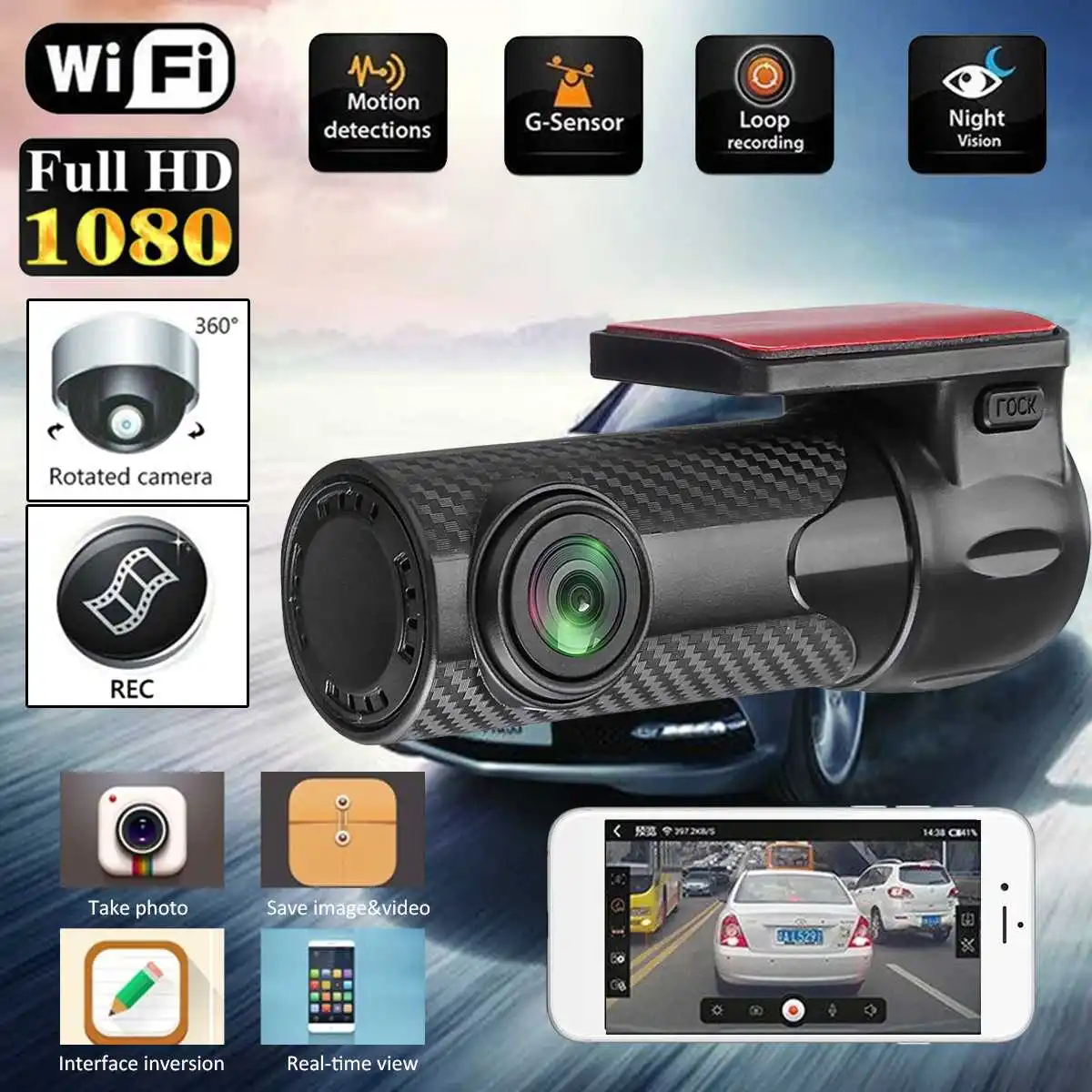 WiFi Car DVR Auto Registrar 170 Degree Dash Cam Wireless Car Truck Video Recorder Camcorder Dash Camera Night Vision
WiFi Car DVR Auto Registrar 170 Degree Dash Cam Wireless Car Truck Video Recorder Camcorder Dash Camera Night Vision
