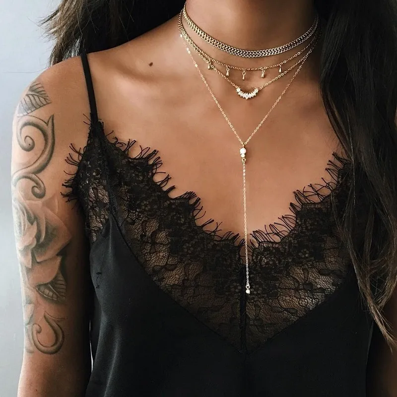Meyfflin Vintage Mulatilayer Choker Necklaces for Women Fashion Gold Crystal Droplets Long Tassel Necklace Pendant Boho Jewelry
Meyfflin Vintage Mulatilayer Choker Necklaces for Women Fashion Gold Crystal Droplets Long Tassel Necklace Pendant Boho Jewelry