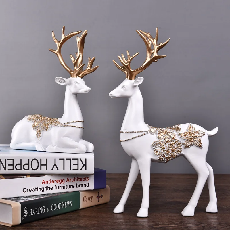 

2018 Newest Deer Apple Animal Luxury Resin Crafts home decoration accessories decoracion hogar House decorated statue veneers