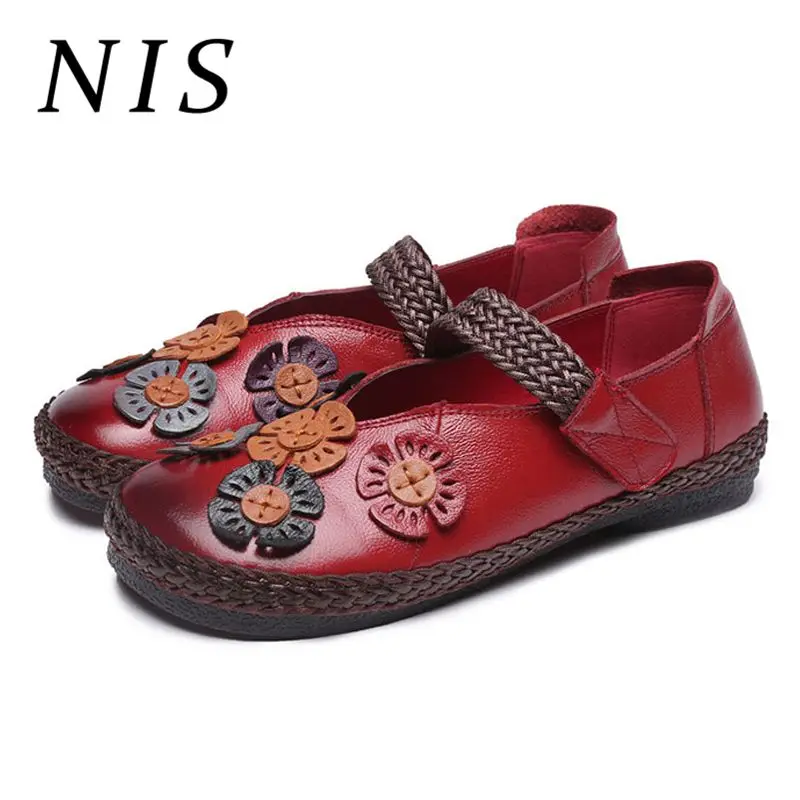 NIS Retro Genuine Leather Flats Women Shoes Handmade Flower Bohemian Flat Shoes Woman Casual Hook&Loop Vintage Ladies Flats New
NIS Retro Genuine Leather Flats Women Shoes Handmade Flower Bohemian Flat Shoes Woman Casual Hook&Loop Vintage Ladies Flats New