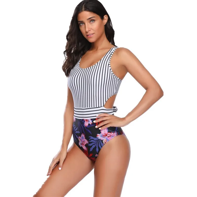Women's Stripe One-Piece Swimsuit Swimwear Sporty Racer Back Woman Floral Swimming Suit Female Beach One Piece Bathing Suits
Women's Stripe One-Piece Swimsuit Swimwear Sporty Racer Back Woman Floral Swimming Suit Female Beach One Piece Bathing Suits