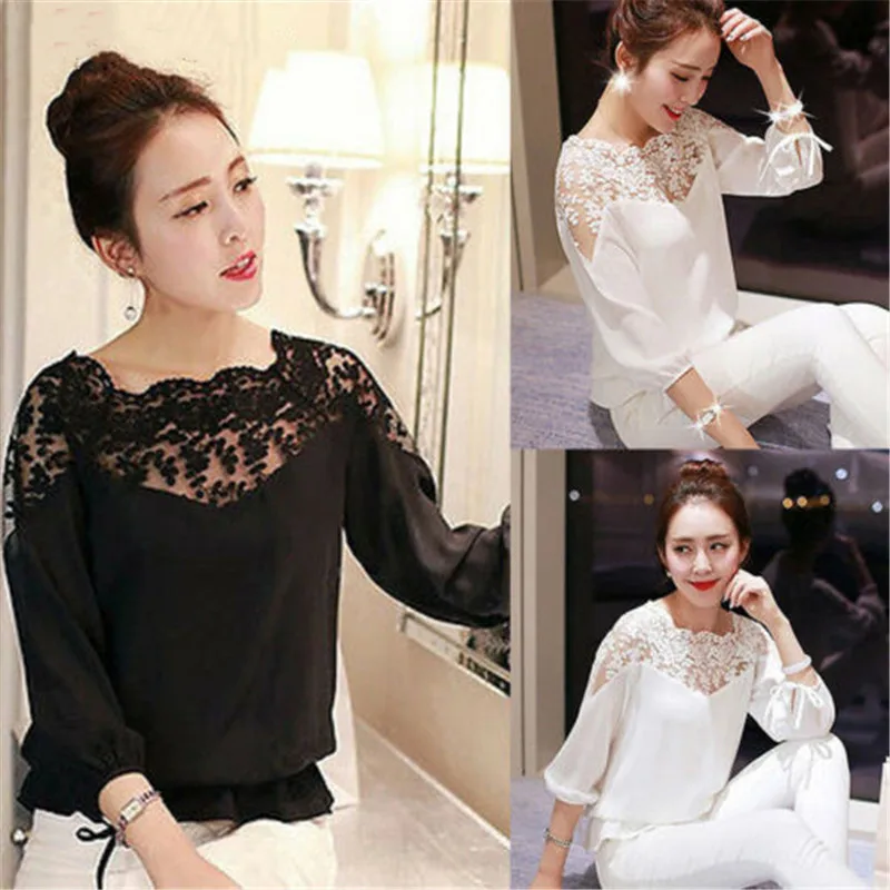 2019 New Womens Floral Lace Long Sleeve Ruffle T-Shirt summer Casual Solid Lace Patchwork Hollow T Shirt Ladies Loose Tops
2019 New Womens Floral Lace Long Sleeve Ruffle T-Shirt summer Casual Solid Lace Patchwork Hollow T Shirt Ladies Loose Tops