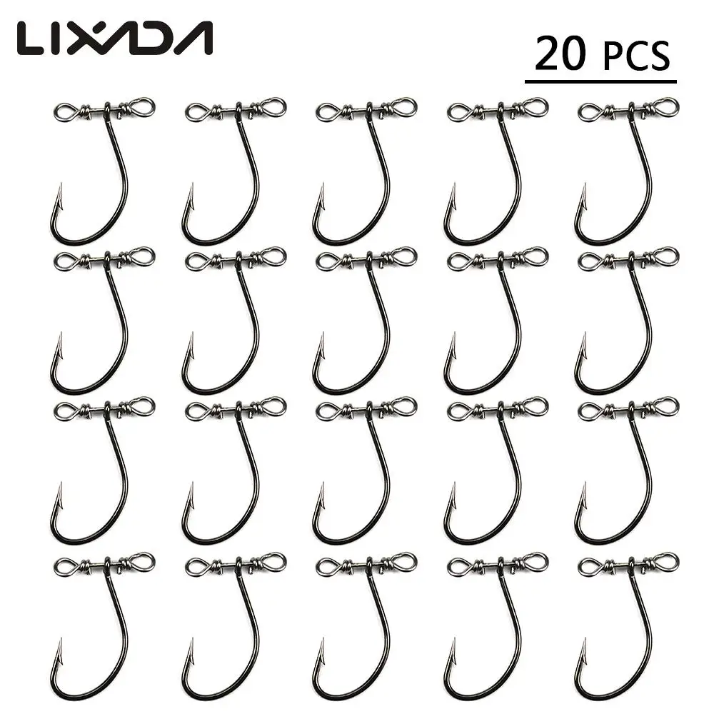 Lixada Fishing Hook 10PCS / 20PCS Barbed Carbon Steel Fishing Hook Worm Soft Bait Hooks Jig Fishing Hooks with Swivel
Lixada Fishing Hook 10PCS / 20PCS Barbed Carbon Steel Fishing Hook Worm Soft Bait Hooks Jig Fishing Hooks with Swivel