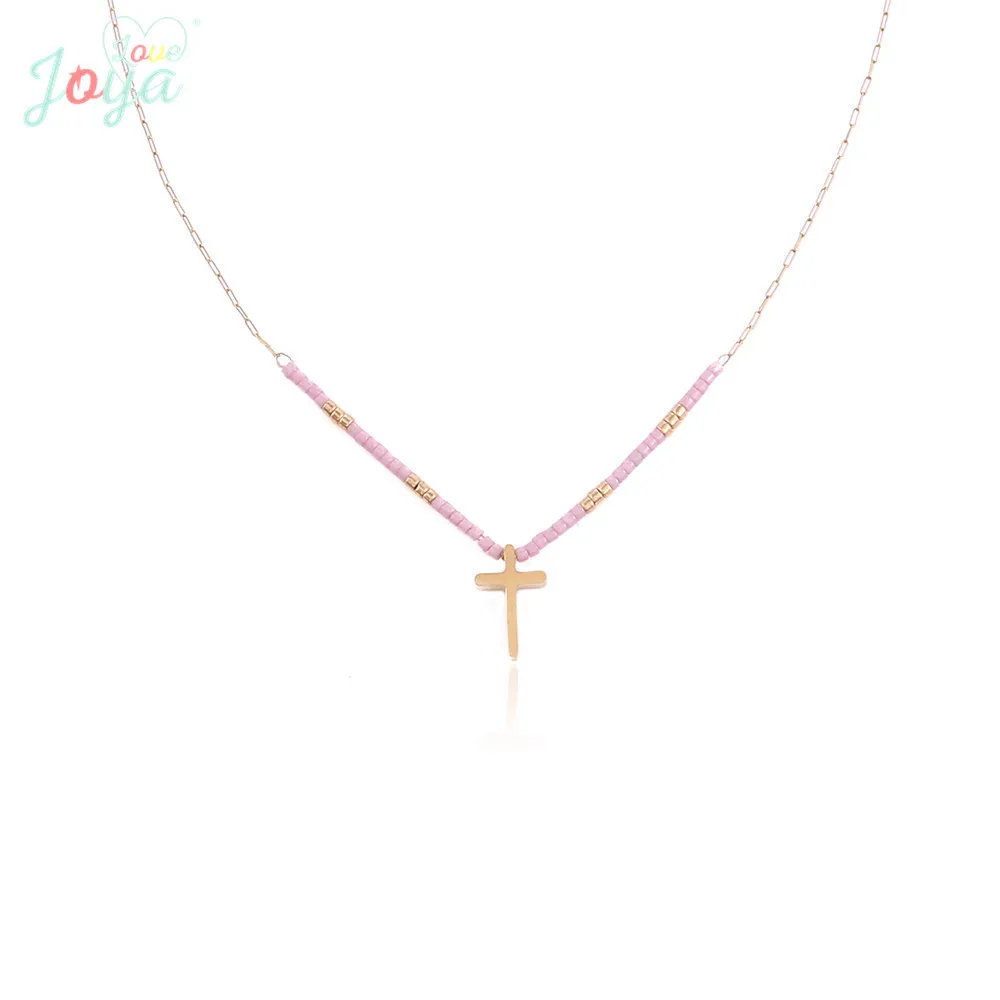 Badu Gold Cross Pendant Necklace For Women Stainless Steel Choker Necklace 2018 New Arrival Pink Beads Jewelry Wholesale
Badu Gold Cross Pendant Necklace For Women Stainless Steel Choker Necklace 2018 New Arrival Pink Beads Jewelry Wholesale