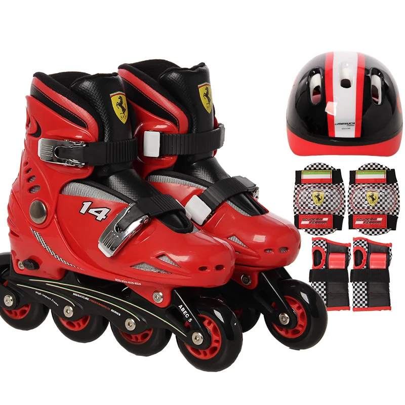 

FERRARI FK7 - 1 Kids Skate Combo Set Adjustable Breathable Max Capacity 60kg Super High Rebound PU Wheels Toy Sports Kids Gitf