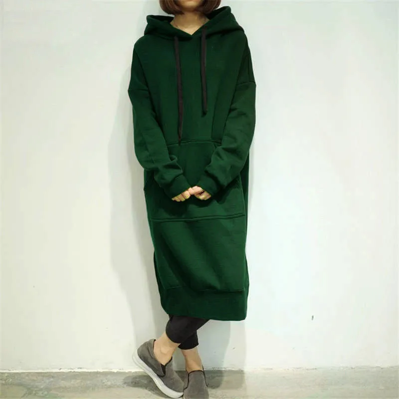 New Stylish Autumn Stylish Women Loose Casual Hooded Windproof Solid Full Sleeve Sweatshirt Hoodies Leisure Mid Calf Dress
New Stylish Autumn Stylish Women Loose Casual Hooded Windproof Solid Full Sleeve Sweatshirt Hoodies Leisure Mid Calf Dress