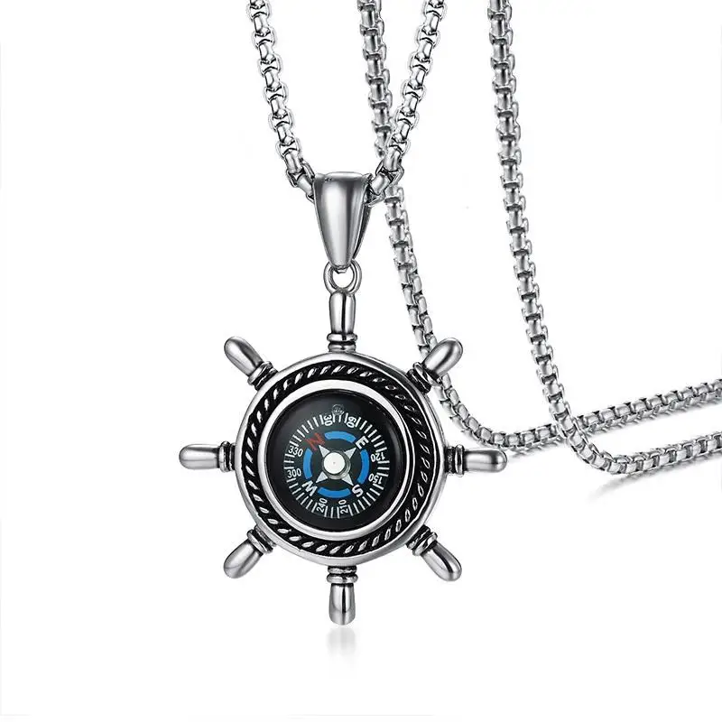 Functional Men Necklace Rudder Compass Pendant Stainless Steel Stylish Male Jewelry Sailor Navy Accessories Gift 24" Ch
Functional Men Necklace Rudder Compass Pendant Stainless Steel Stylish Male Jewelry Sailor Navy Accessories Gift 24" Ch
