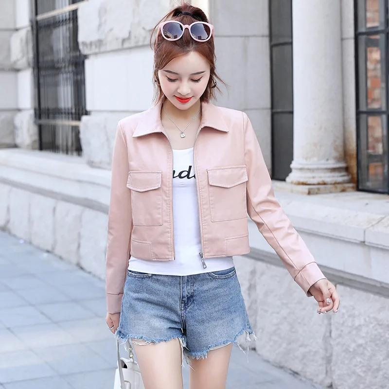 Casual Fashion Women Short Faux Leather Jacket Slim Autumn Women Overcoat Turn-down Collar Solid Motorcycle PU Leather Jacket
Casual Fashion Women Short Faux Leather Jacket Slim Autumn Women Overcoat Turn-down Collar Solid Motorcycle PU Leather Jacket