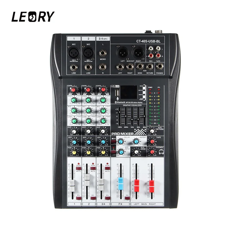 Karaoke Audio Mixer Amplifier bluetooth 4 Channel Professional Microphone Sound Mixing Console 48V Phantom Power With USB
Karaoke Audio Mixer Amplifier bluetooth 4 Channel Professional Microphone Sound Mixing Console 48V Phantom Power With USB
