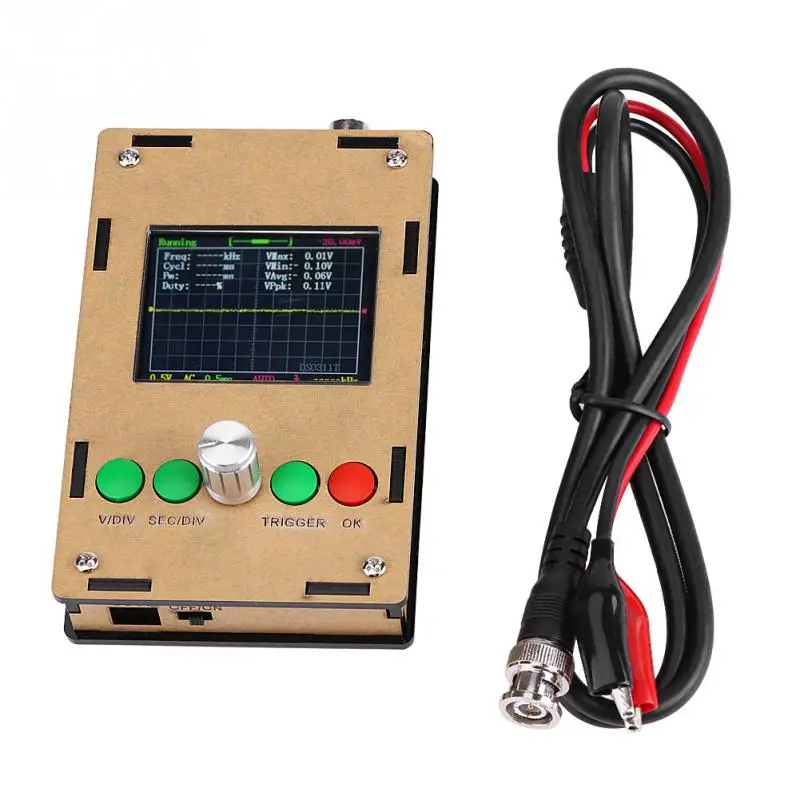 1 Set 2.4 inch mini oscilloscope TFT LCD Mini Digital Oscilloscope 1Msps STM32 12-Bit with Probe Black