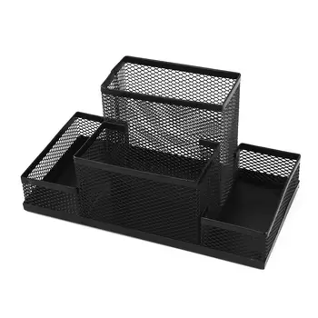 Desk Decor 4 Mesh compartments pencil Holder 8.1 Length Black 
Desk Decor 4 Mesh compartments pencil Holder 8.1 Length Black