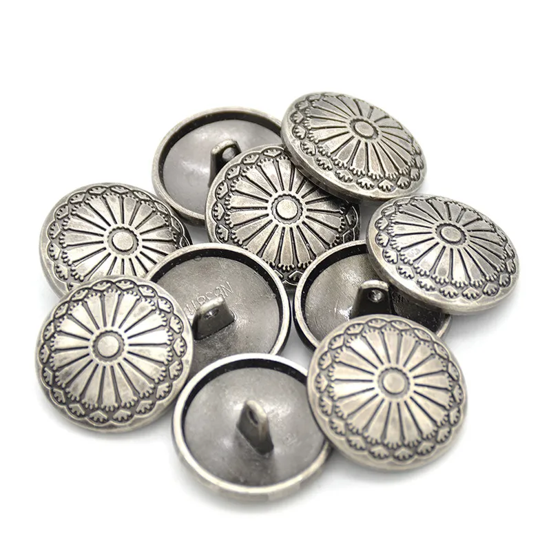 10pcs Silver Flower Shank Metal Button Round Shape Buttons Sewing Accessories For Jeans Coats Drop Shipping
10pcs Silver Flower Shank Metal Button Round Shape Buttons Sewing Accessories For Jeans Coats Drop Shipping