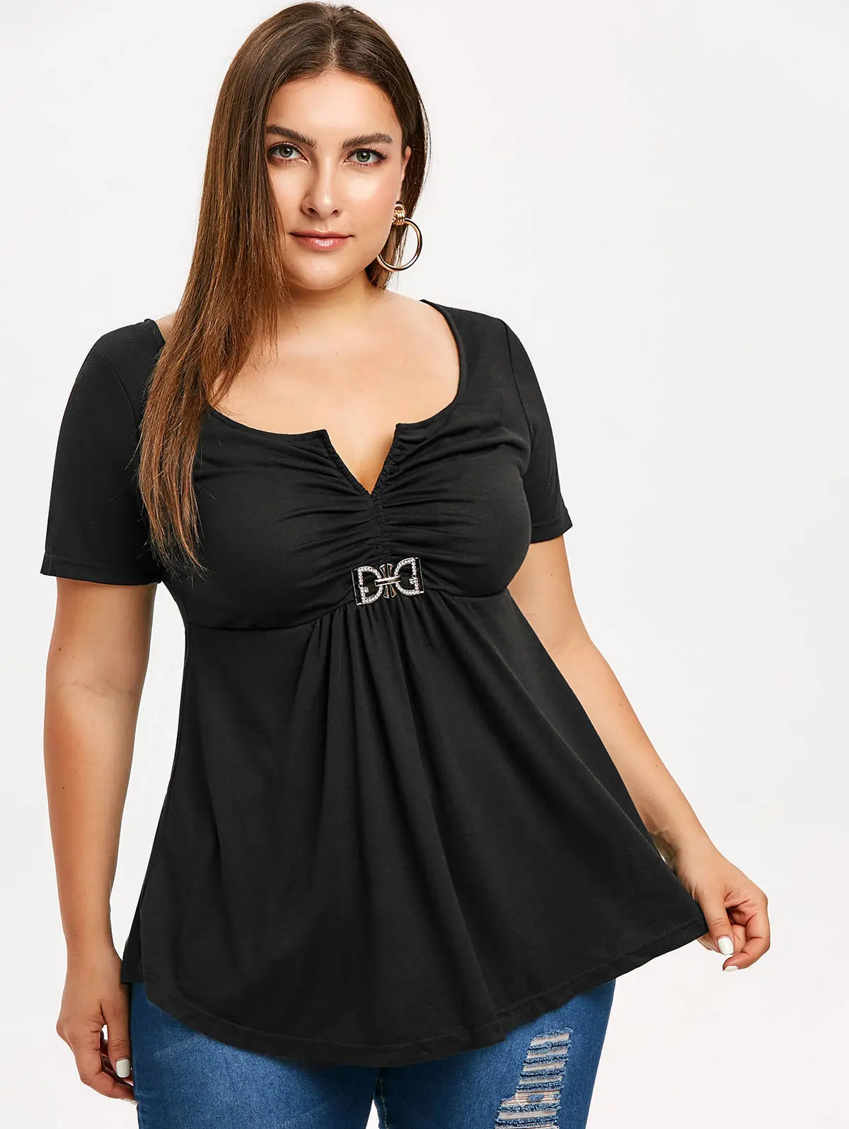 Wipalo Plus Size 5XL Ruched High Waist T-Shirt Summer Women T-Shirt Casual Short Sleeve U Neck Black T Shirt Ladies Tops Tees
Wipalo Plus Size 5XL Ruched High Waist T-Shirt Summer Women T-Shirt Casual Short Sleeve U Neck Black T Shirt Ladies Tops Tees