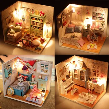 Kids 3D Mini Doll House Model DIY Handmade Wooden DollHouse Furnitures Miniatures House Model with Led Lights Educational Toy
Kids 3D Mini Doll House Model DIY Handmade Wooden DollHouse Furnitures Miniatures House Model with Led Lights Educational Toy