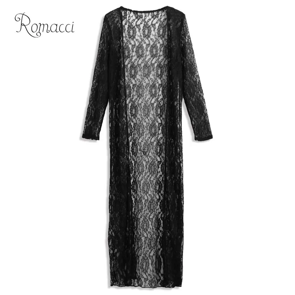 Romacci Women Floral Lace Kimono Cardigan Semi Sheer Plus Size robe de plage Solid Open Front Long Elegant Beach Cover Up 2019
Romacci Women Floral Lace Kimono Cardigan Semi Sheer Plus Size robe de plage Solid Open Front Long Elegant Beach Cover Up 2019