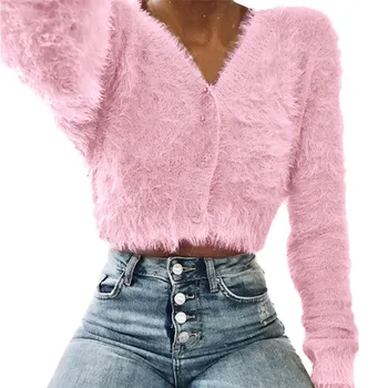 Women's Fleece Fur Oversized Sweater Autumn Winter Warm Long Sleeve Outerwear Tops Coat Plus Size V-neck Knitted Fluffy Sweater
Women's Fleece Fur Oversized Sweater Autumn Winter Warm Long Sleeve Outerwear Tops Coat Plus Size V-neck Knitted Fluffy Sweater