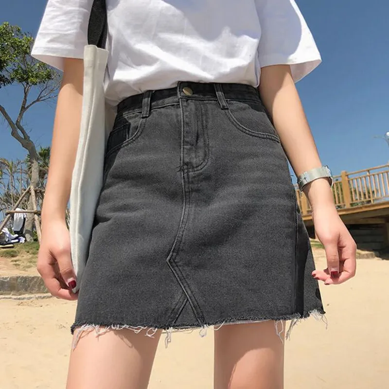 Denim Skirt High Waist A-line Mini Skirts Women 2019 Summer Zipper Pockets Blue Black Quality Ladies Short Jean Skirt Large Size
Denim Skirt High Waist A-line Mini Skirts Women 2019 Summer Zipper Pockets Blue Black Quality Ladies Short Jean Skirt Large Size