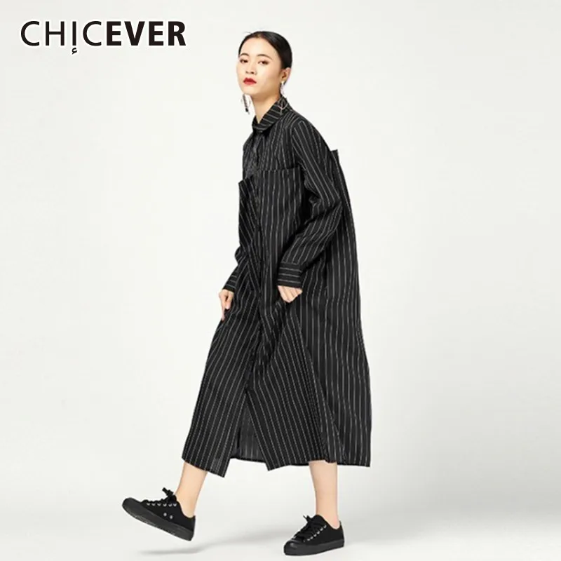 CHICEVER Spring Striped Print Women Dress Lapel Long Sleeve Button Loose Oversize Mid-calf Female Dresses 2019 Fashion New Tide
CHICEVER Spring Striped Print Women Dress Lapel Long Sleeve Button Loose Oversize Mid-calf Female Dresses 2019 Fashion New Tide