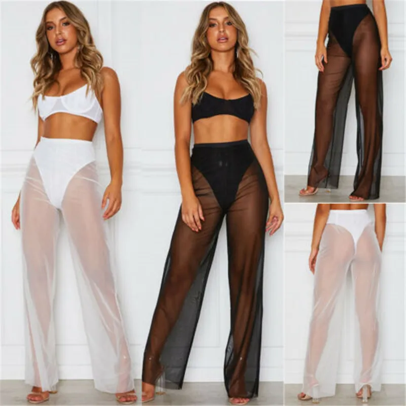 2019 New Womens Summer Mesh Sheer see through High Waist Pants loose Solid colors Flared Trousers Beach Long Loose Hot Pants
2019 New Womens Summer Mesh Sheer see through High Waist Pants loose Solid colors Flared Trousers Beach Long Loose Hot Pants