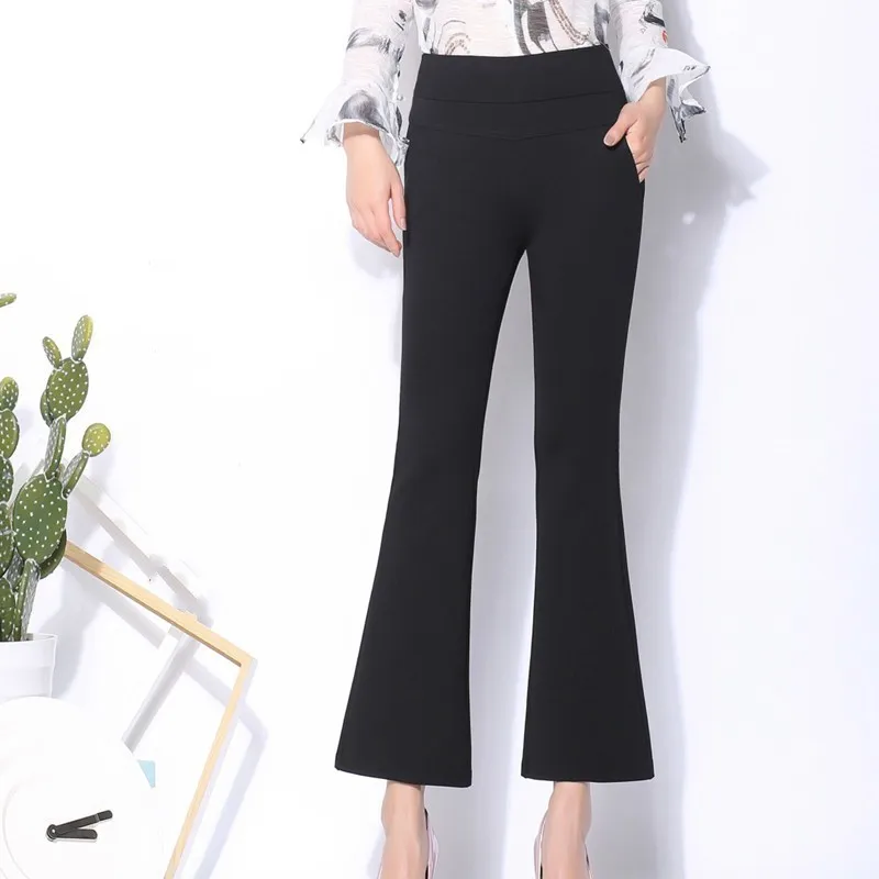 Women Solid Flare Pants Elastic Waist Pocket Office Lady Style Long Pants Slim Work Trousers Pantalon Femme Female Plus Size
Women Solid Flare Pants Elastic Waist Pocket Office Lady Style Long Pants Slim Work Trousers Pantalon Femme Female Plus Size