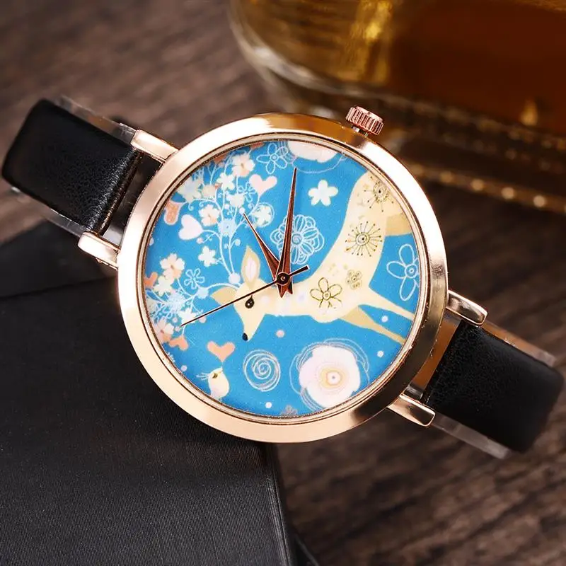 Reloj Mujer для женщин часы с изображениями животных 2018 кожаный ремешок нержавеющая