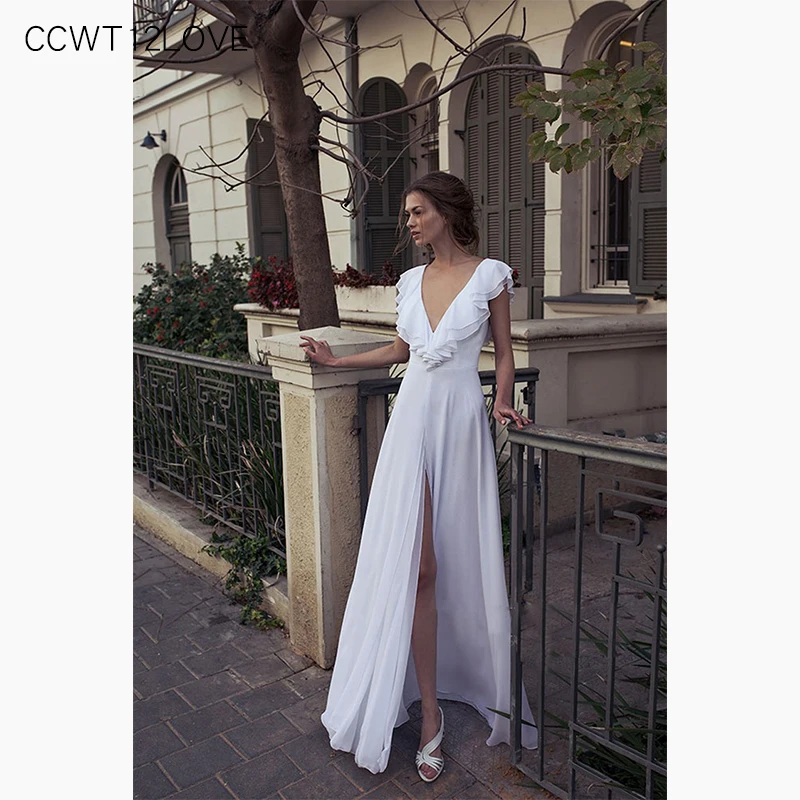 Summer Long Elegant Dresses 2019 Bohemian Ruffle V Neck Backless Women Maxi Dress White Chiffon High Split Dress Beach Big Swing
Summer Long Elegant Dresses 2019 Bohemian Ruffle V Neck Backless Women Maxi Dress White Chiffon High Split Dress Beach Big Swing