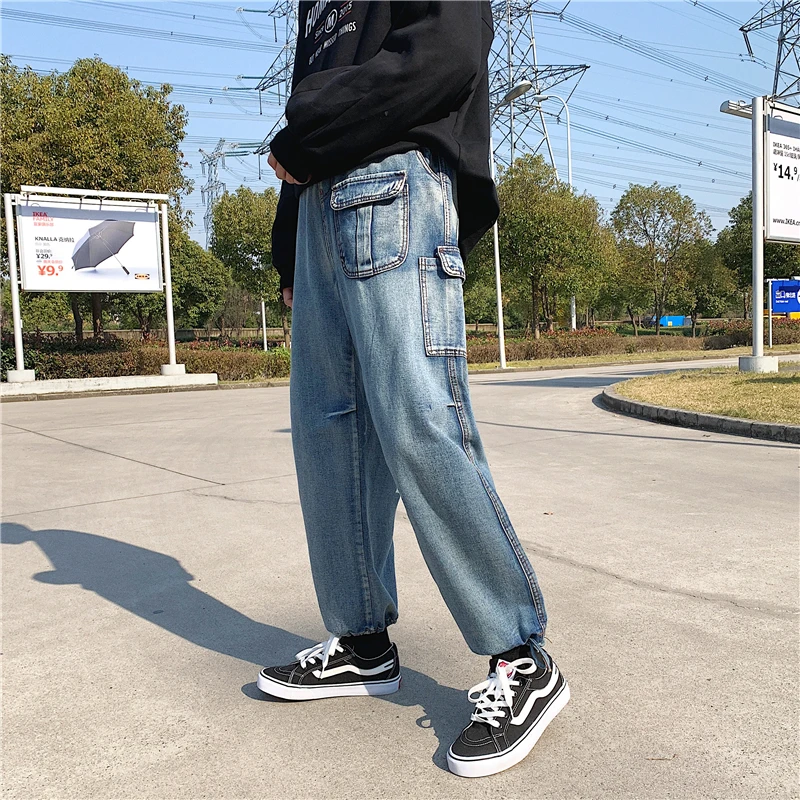 2019 Spring Vintage Pocket Broad-legged Blue Cowboy Loose Cargo Pants Leisure Work Clothes American Baggy Homme Jeans Men S-2XL
2019 Spring Vintage Pocket Broad-legged Blue Cowboy Loose Cargo Pants Leisure Work Clothes American Baggy Homme Jeans Men S-2XL