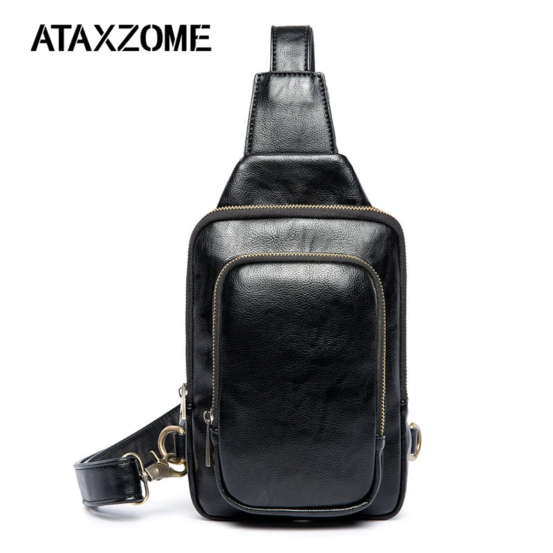 

ATAXZOME New soft leather chest bag for men high-quality microfiber leather waterproof large-capacity shoulder strap bag DS0117