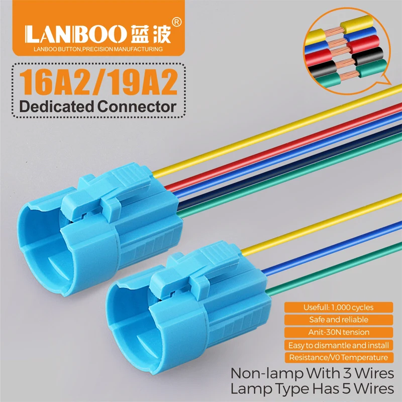 LANBOO 16A2 19A2 series 3-5 wires and connector with metal pushbutton switch with LED
LANBOO 16A2 19A2 series 3-5 wires and connector with metal pushbutton switch with LED