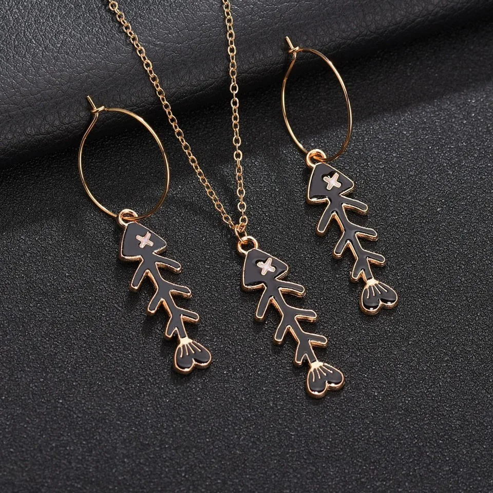 Trendy Fashion Earrings Necklace Set Fish Bone Design Alloy Jewelry Gifts Trendy Earring&Necklace Charm Wedding Jewelry Sets
Trendy Fashion Earrings Necklace Set Fish Bone Design Alloy Jewelry Gifts Trendy Earring&Necklace Charm Wedding Jewelry Sets