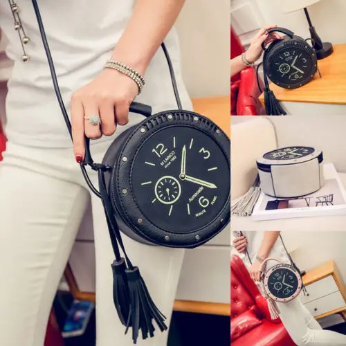 Retro Women Leather Clock Handbag Container Messenger Cross Body Shoulder Bag Purse Round Wallet Chain Bag Travel Organizer Case
Retro Women Leather Clock Handbag Container Messenger Cross Body Shoulder Bag Purse Round Wallet Chain Bag Travel Organizer Case