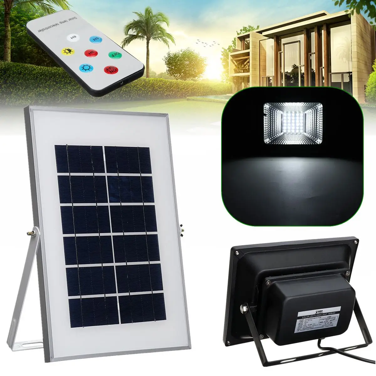 Remote Control Outdoor Garden Lawn Lighting Lamp 30 LED Solar Power Flood Light Reusable & Super Bright Intelligent Sunlight
Remote Control Outdoor Garden Lawn Lighting Lamp 30 LED Solar Power Flood Light Reusable & Super Bright Intelligent Sunlight