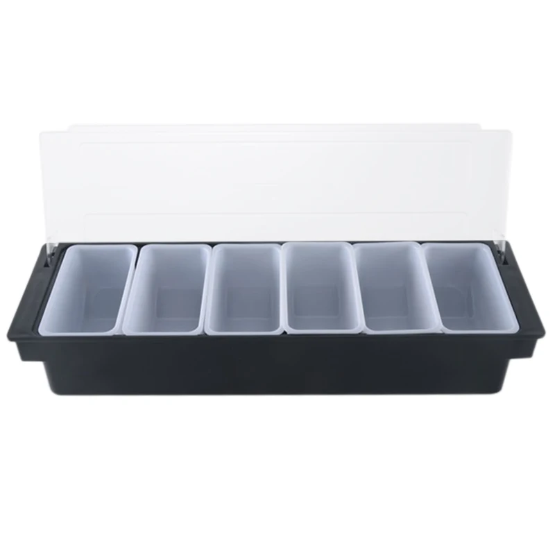 Plastic Box 6 Compartment Black Box Kitchen Seasoning Box Bracket Bar Beverage Fruit Decoration Box Cocktail Tray
Plastic Box 6 Compartment Black Box Kitchen Seasoning Box Bracket Bar Beverage Fruit Decoration Box Cocktail Tray
