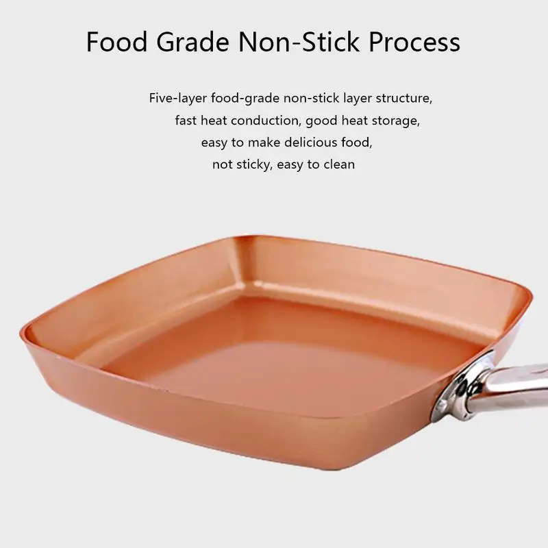 Handled Non Stick Frying Pan With Ceramic Coating And Induction Cooking Bronze Aluminum Bottom Flat Square Kitchen Pot
Handled Non Stick Frying Pan With Ceramic Coating And Induction Cooking Bronze Aluminum Bottom Flat Square Kitchen Pot