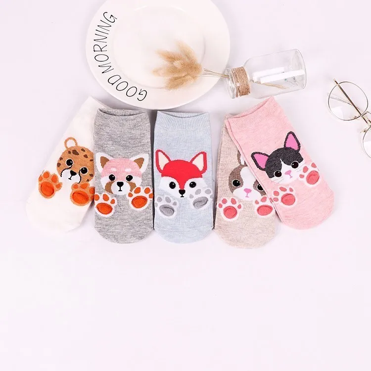 

Arherigele 2pcs 1pair 3d Animals Low Cut Ankle Socks Fashion Cotton Women's Short Socks With Print Female Cotton Funny Sock