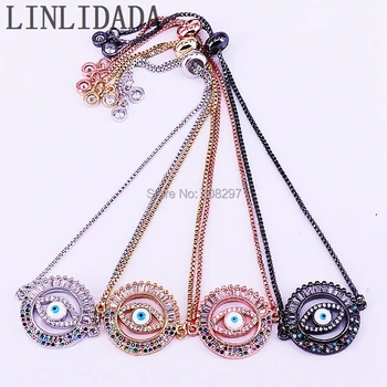 10Pcs New Arrival Round Micro pave CZ zircon eye shell charm adjustable chain slide bracelets for women / men
10Pcs New Arrival Round Micro pave CZ zircon eye shell charm adjustable chain slide bracelets for women / men