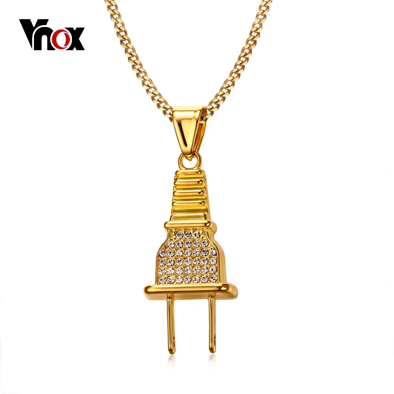 Vnox AAA CZ Stones Pendants & Necklace for Men Gold-color Stylish Plug Man Necklace Stainless Steel Hip-hop Jewelry 24" Chain
Vnox AAA CZ Stones Pendants & Necklace for Men Gold-color Stylish Plug Man Necklace Stainless Steel Hip-hop Jewelry 24" Chain