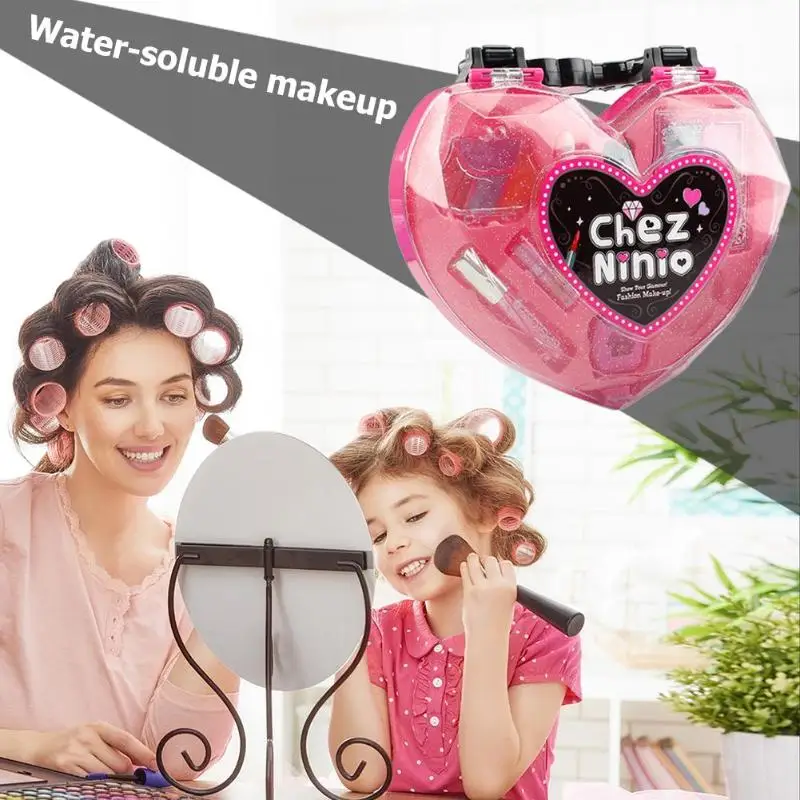 Фото Kids Make Up Toy Water Soluble Makeup Heart Shaped Handbags Beauty Kit Baby Girl Toys For Children |