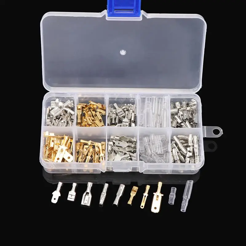 AOZBZ 150pcs Car Spade Connector Splice Crimp Wire Terminals Assortment Kit Insulating Sleeve Male Female for Motorcycle Bike
AOZBZ 150pcs Car Spade Connector Splice Crimp Wire Terminals Assortment Kit Insulating Sleeve Male Female for Motorcycle Bike