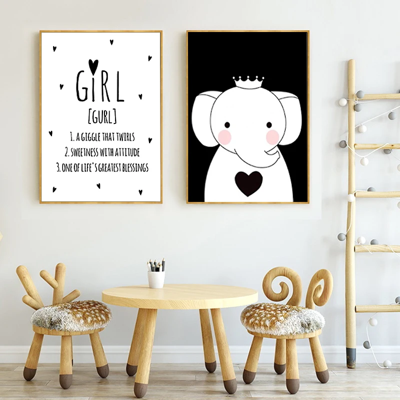 Cute Nursery Canvas Wall Art Poster Cartoon Elephant Print Girls Rule Painting Decorative Picture Baby Girls Room Decoration
Cute Nursery Canvas Wall Art Poster Cartoon Elephant Print Girls Rule Painting Decorative Picture Baby Girls Room Decoration