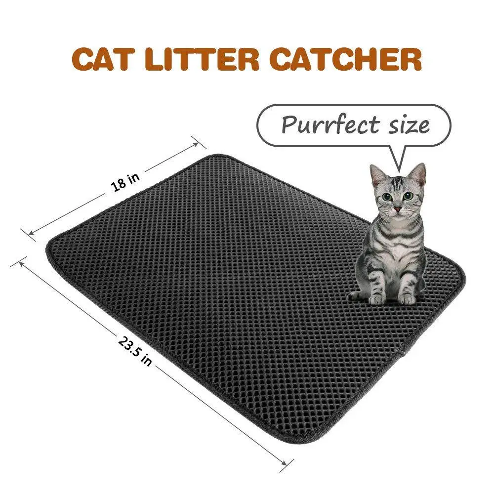 

Cat Litter Catcher Mat 2-layer Dust Trapper Pet Pad Waterproof Eco-friendly Kitten Rug Household Sand Cleaning 3 Size Foldable