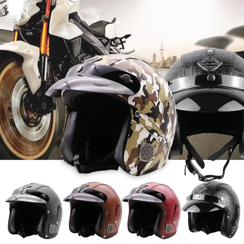 High quality PU leather+ ABS shell Harley helmet 3/4 motorcycle bicycle riding helmet retro vintage cruise helmet leather helmet 
High quality PU leather+ ABS shell Harley helmet 3/4 motorcycle bicycle riding helmet retro vintage cruise helmet leather helmet