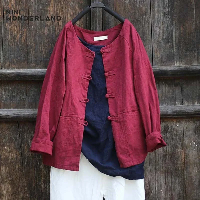 NINI WONDERLAND Spring Autumn Cotton Jacket Coats Women Solid Chinese Style Loose Short Coats Female Big Size Cardgian Outerwear
NINI WONDERLAND Spring Autumn Cotton Jacket Coats Women Solid Chinese Style Loose Short Coats Female Big Size Cardgian Outerwear