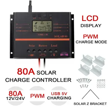 80A 12V 24V LCD Display Solar Regulator Charge Controller USB+4 Set Z Bracket
80A 12V 24V LCD Display Solar Regulator Charge Controller USB+4 Set Z Bracket