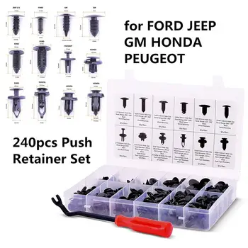 240pcs Car-Styling Push Retainer Set Most Popular Sizes & Applications With 6 Inch Fastener Remover Auto Car Repair Tool Set Kit
240pcs Car-Styling Push Retainer Set Most Popular Sizes & Applications With 6 Inch Fastener Remover Auto Car Repair Tool Set Kit
